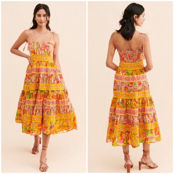 💕FARM RIO💕 Mixed Fruits Paradise Midi Dress ~ Small S NWT - Picture 9 of 16